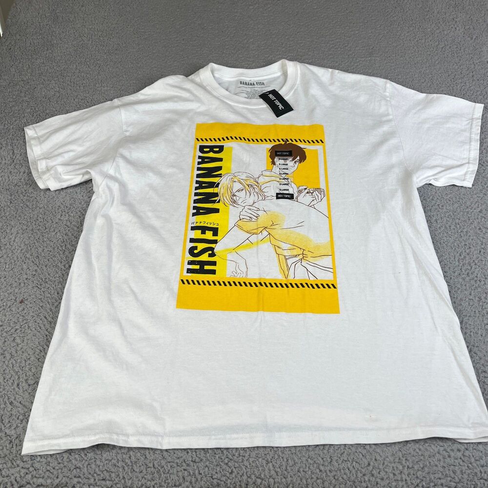HOT TOPIC  T-Shirt Mens XL White Banana Fish Graphic Tee